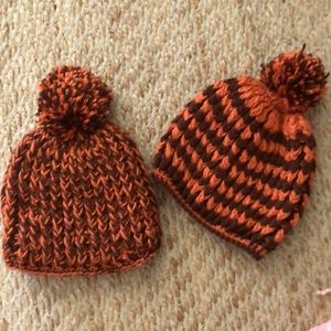 Bundle of two hand made winter hats